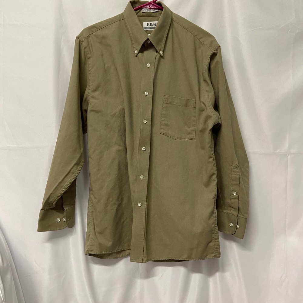 RBM Shirt Long Sleeve Button Down Size 16 32-33 Wrinkle Free Oxford